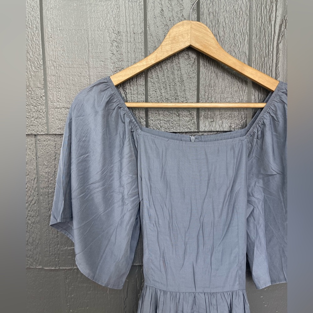 Petallush Half Sleeve Square Neck Tie Waist Summer Midi Dress With Pocket - Picture 9 of 13